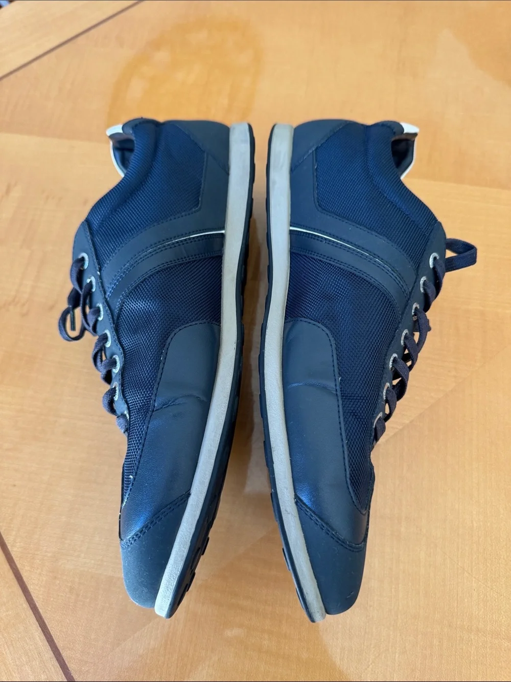 BOSS Men's Navy and White Lace-Up Sneakers size46
